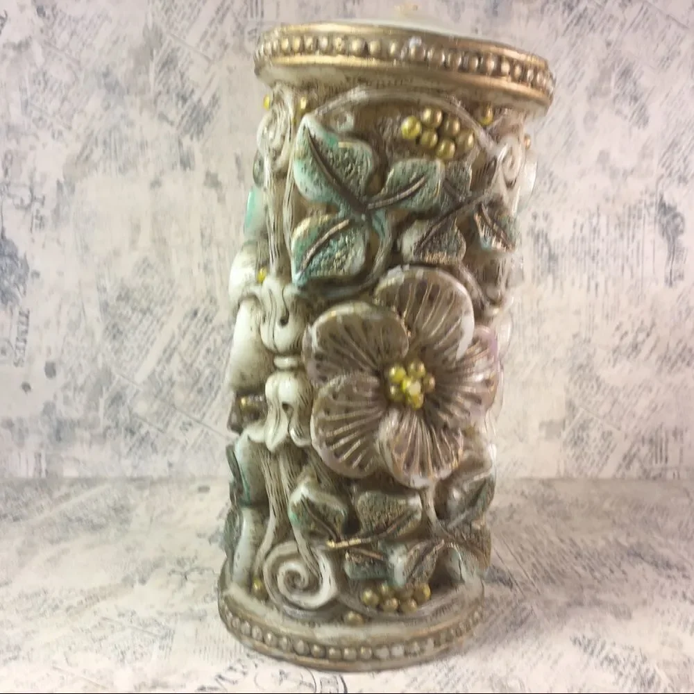 Sanyo Vintage Japanese Handcrafted Floral Wax Candle Art Sculpture Japan NWT